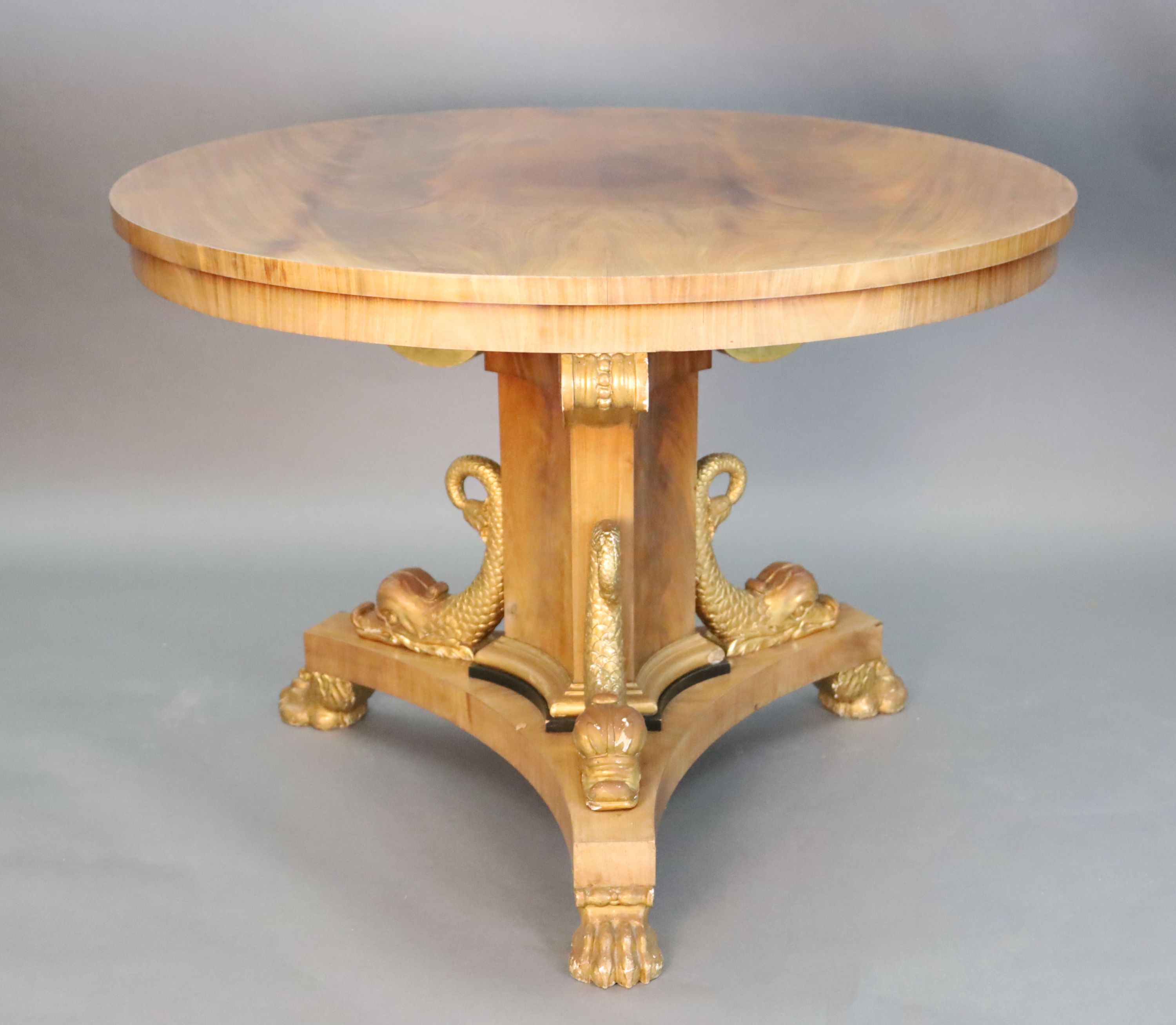 A Regency style mahogany centre table, Diam.3ft 8in. H.2ft 7in.